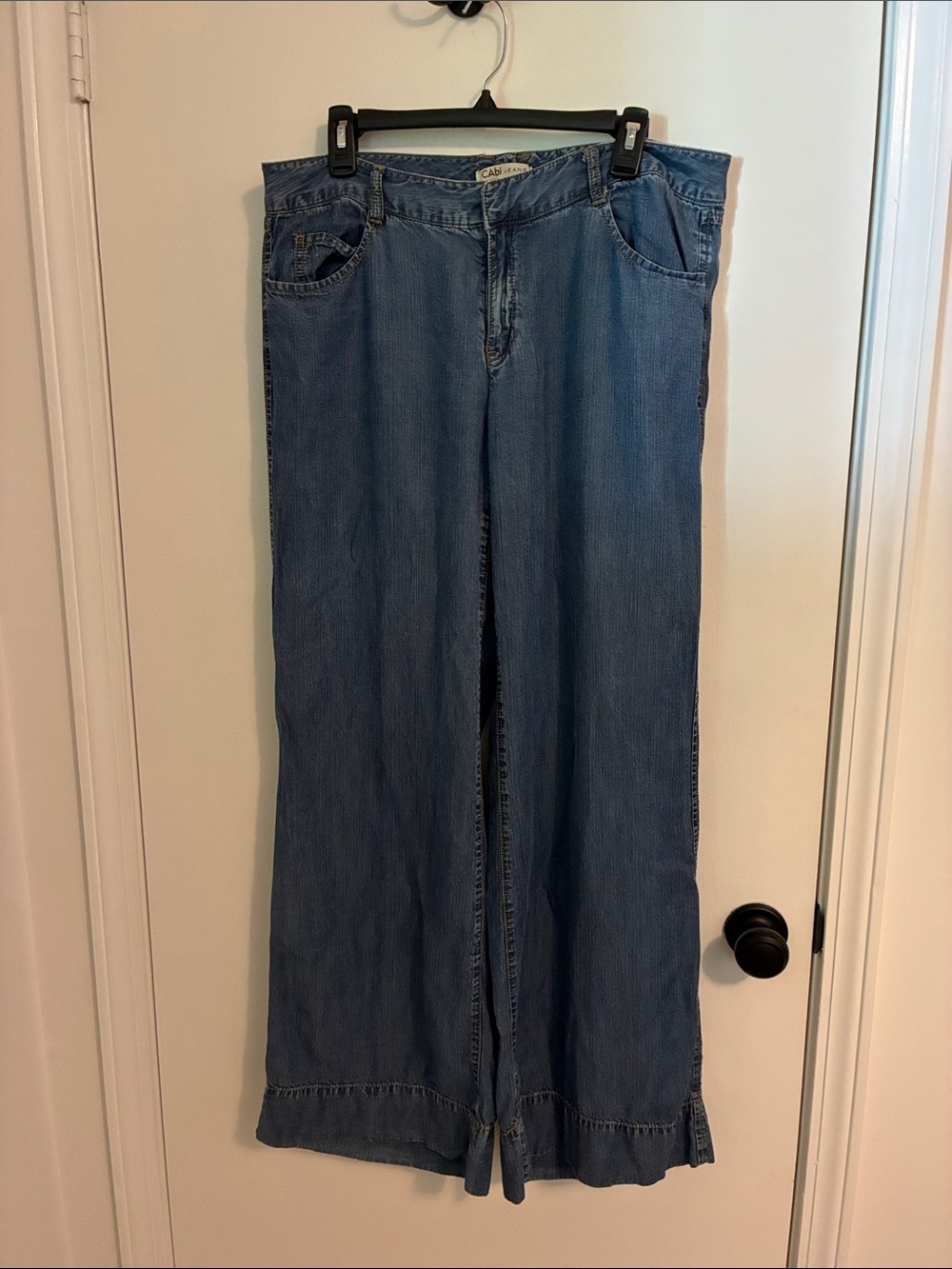 CAbi Medium Blue Wide-Leg Denim Jeans